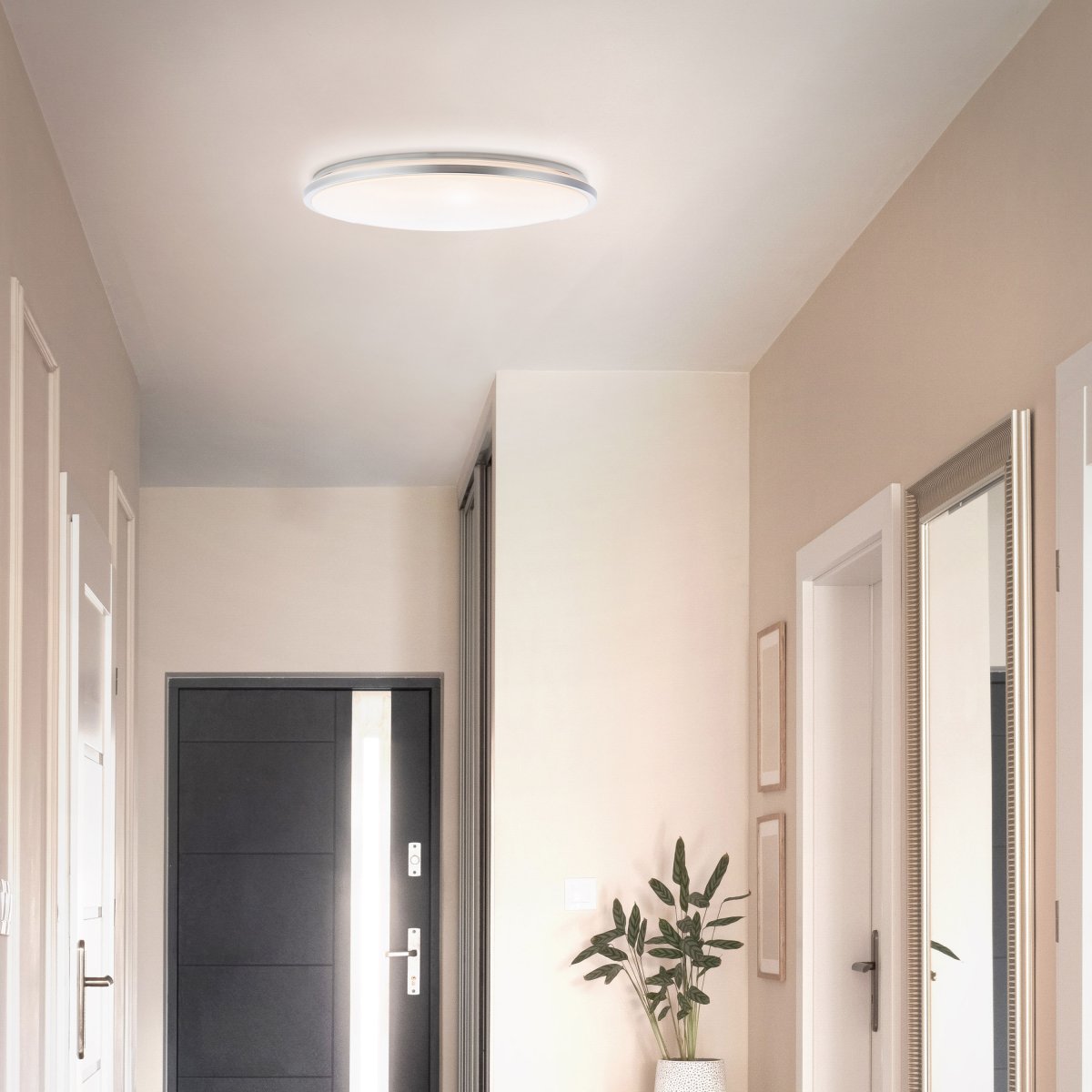 Jamil Ø48 Plata plafón De Brilliant - Jamil tambi&eacute;n cuenta con un pr&aacute;ctico temporizador y funci&oacute;n de luz nocturna, lo que la convierte en una opci&oacute;n funcional para dormitorios, pasillos o salas de estar, por ejemplo.