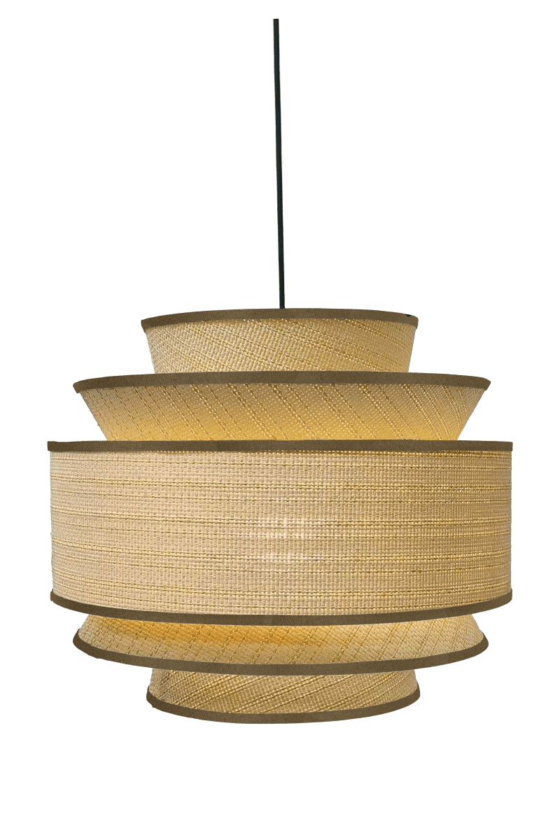 Ambrosia Ø50 Naturaleza Lámpas de techo De Aneta Lighting - Al encenderla, la luz se filtra a trav&eacute;s de la rafia, produciendo un brillo c&aacute;lido y acogedor.