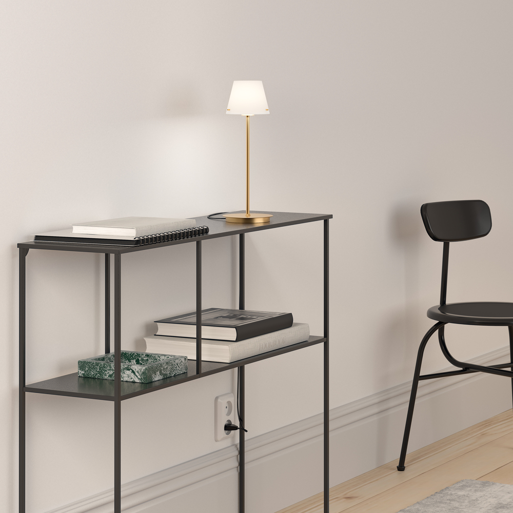 Gil 34cm Latón satinado lámpara de mesa De Herstal - 