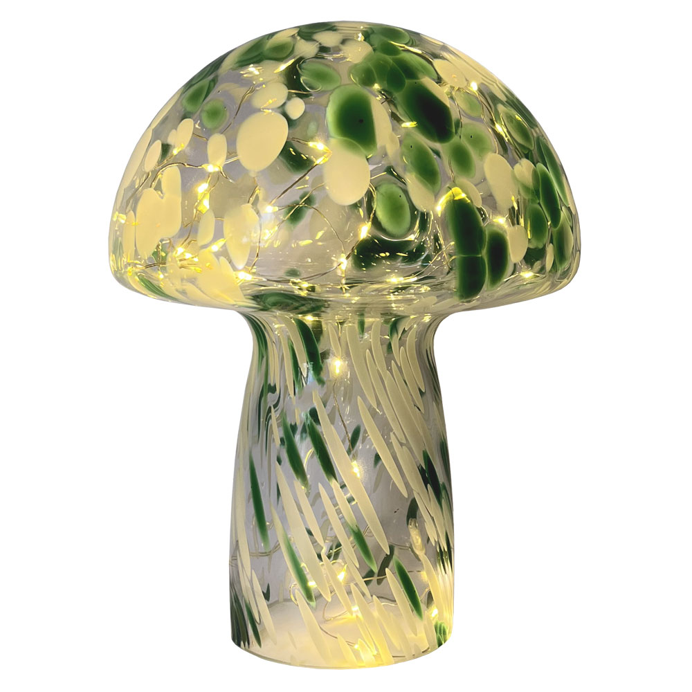 Mushroom 23cm Verde lámpara de mesa De Pixie Design - La l&aacute;mpara de hongo de Pixie Design tiene un hermoso dise&ntilde;o con una superficie jaspeada en verde y blanco.