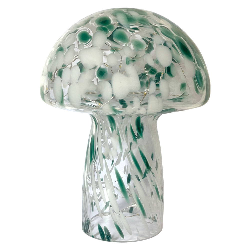 Mushroom 23cm Verde lámpara de mesa De Pixie Design - La l&aacute;mpara de hongo de Pixie Design tiene un hermoso dise&ntilde;o con una superficie jaspeada en verde y blanco.