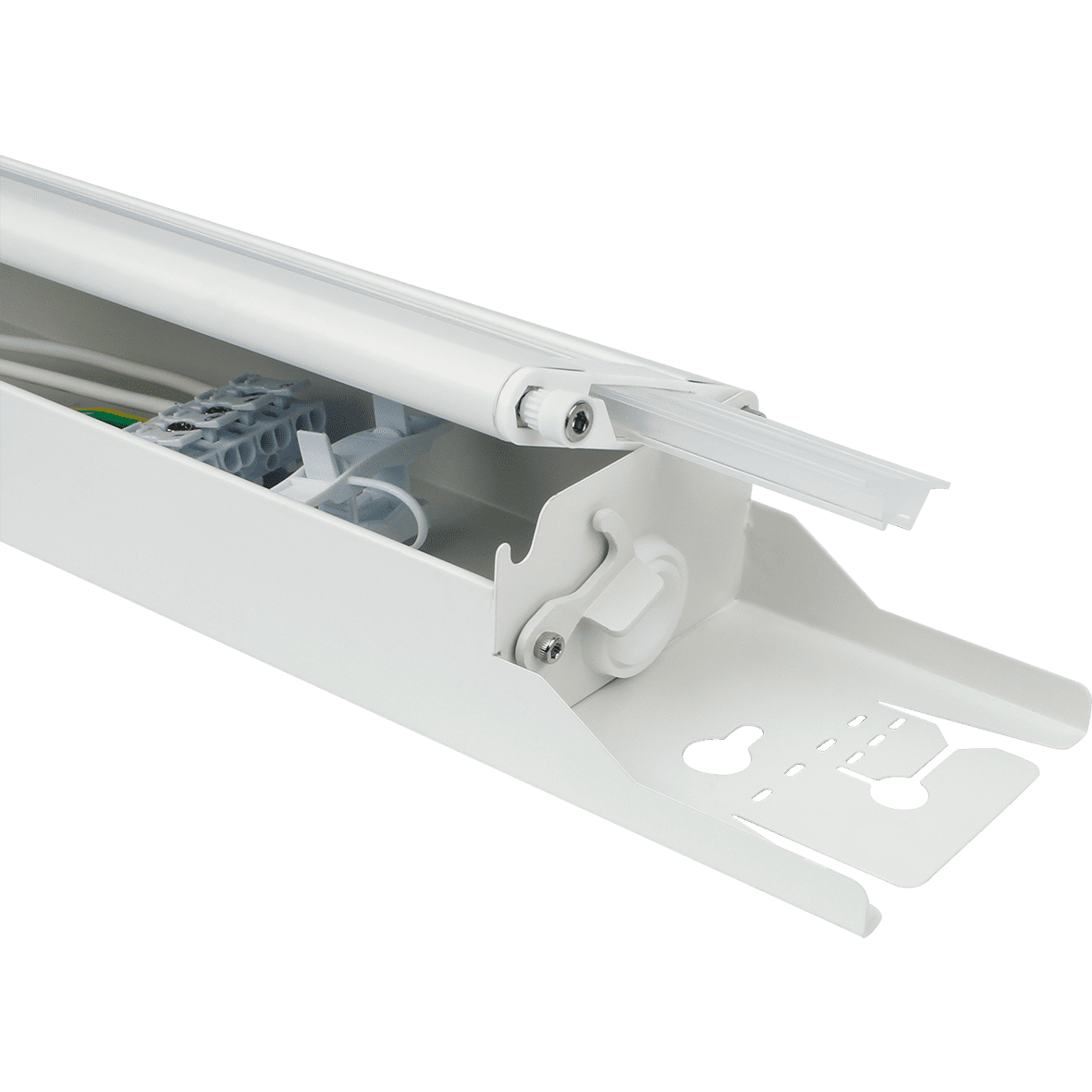 Henry Basic 4000K 165cm Blanco De Designlight - La luminaria se puede abrir y cuenta con un terminal de conexi&oacute;n r&aacute;pida con un terminal de tornillo de 5 polos para cable de 2,5 mm&sup2;.