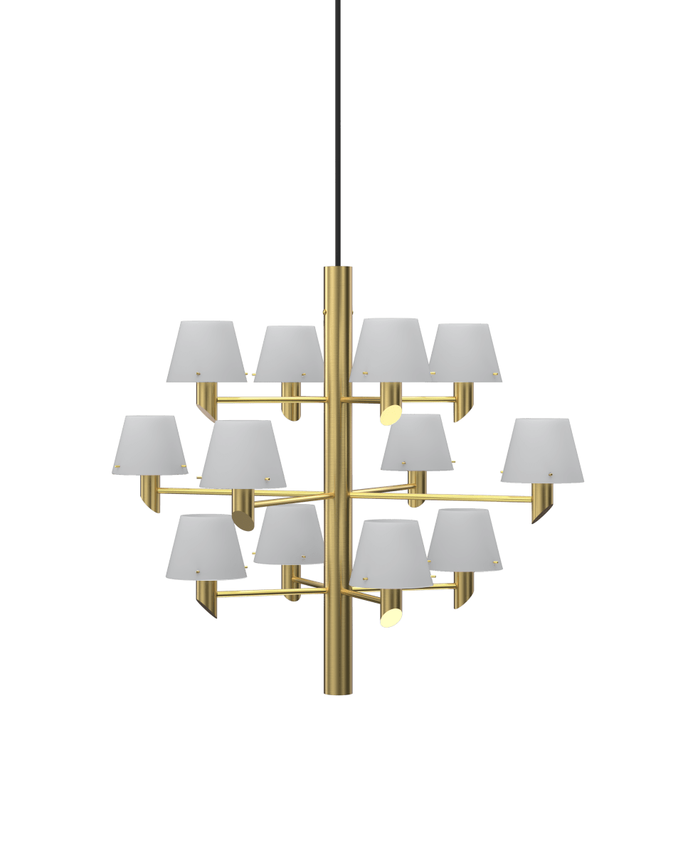 Gil Ø67 Latón Lámpas de techo De Herstal - Su dise&ntilde;o moderno refleja la luz y la vida con una elegancia imponente a trav&eacute;s de sus pantallas de cristal opalino.