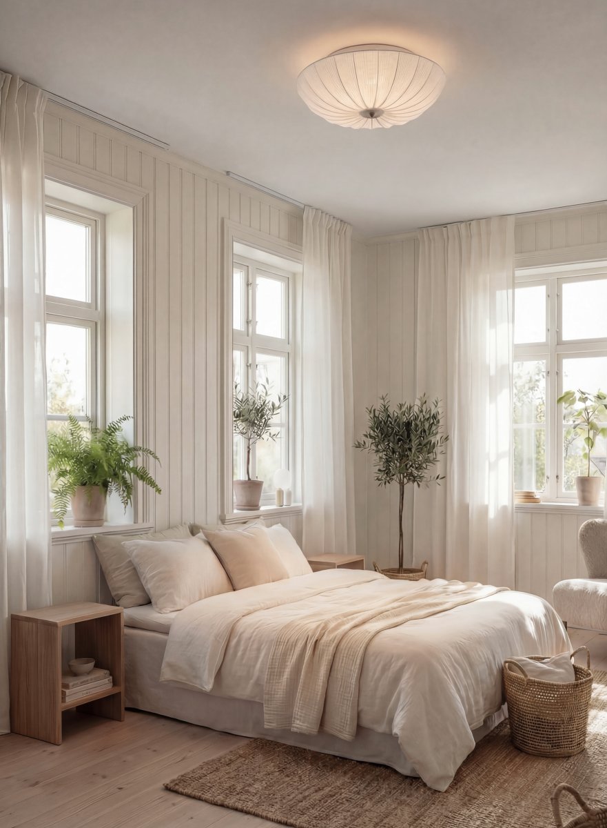Lady Ø55 Blanco plafón De Aneta Lighting - Una l&aacute;mpara de mesa decorativa que se integra armoniosamente en salas de estar, dormitorios y pasillos.