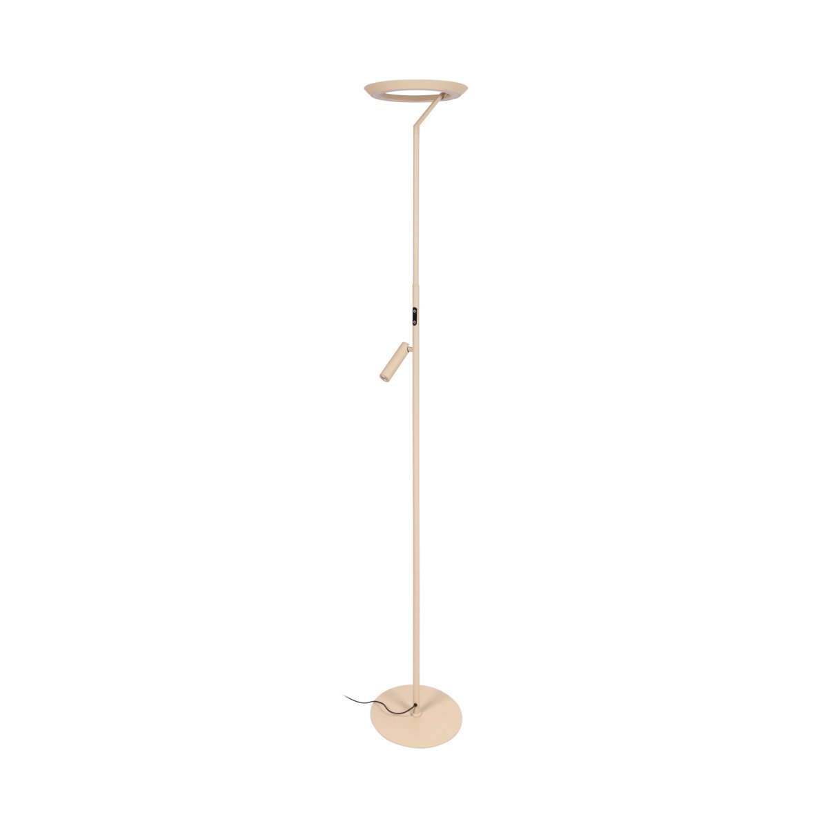 Celeste 2 Gris pardo lámpara de pie De Lucide - Las dos fuentes de luz se pueden encender, apagar y regular por separado mediante reguladores t&aacute;ctiles en la l&aacute;mpara, para un funcionamiento c&oacute;modo y flexible.