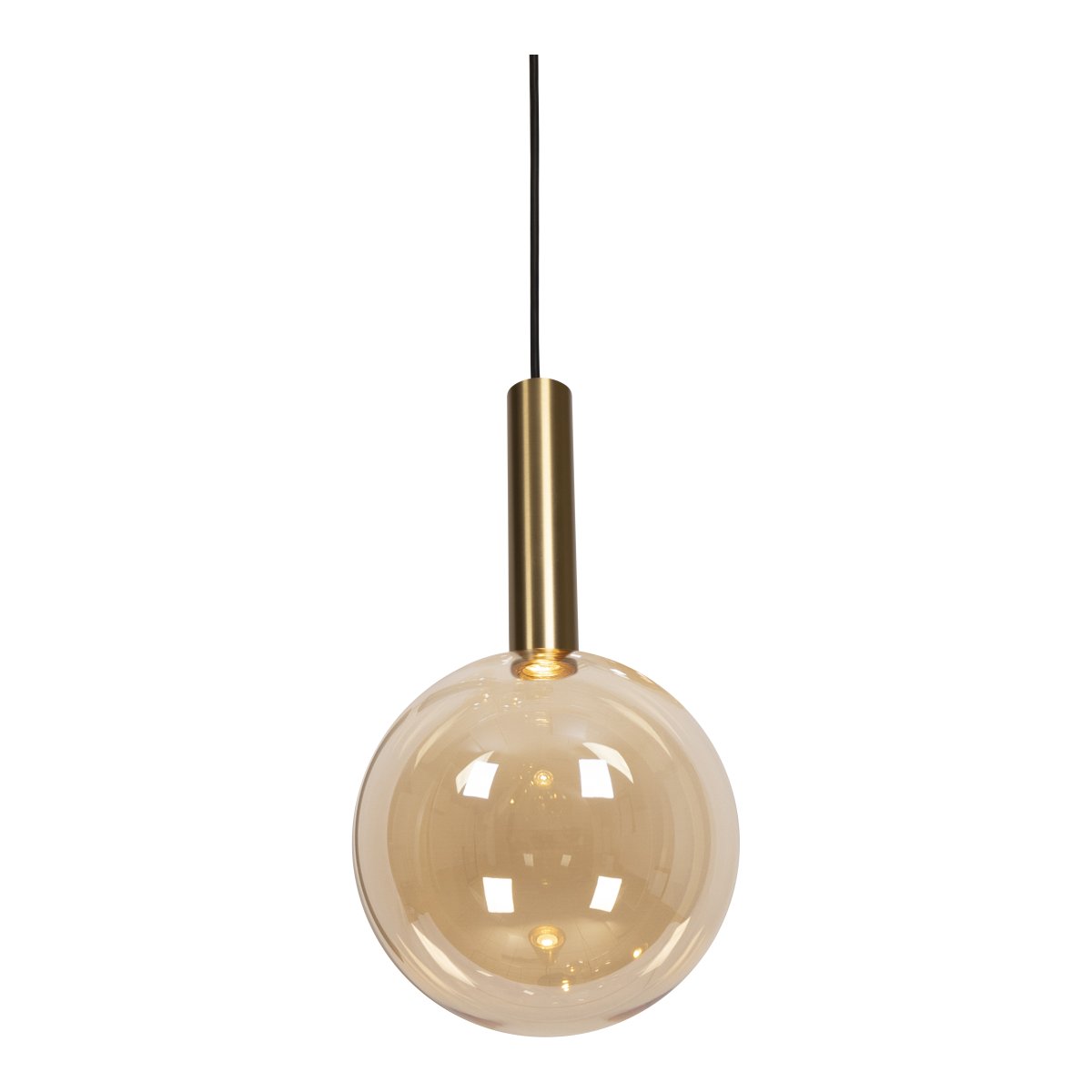 Josiane 105cm Negro Lámpas de techo De Lucide - Las c&uacute;pulas de vidrio &aacute;mbar con accesorios de color lat&oacute;n albergan una bombilla G9, que emite una luz suave y acogedora.