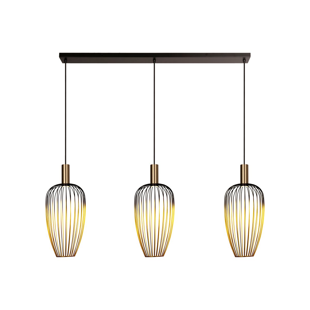 Aurelie 115cm Oro Lámpas de techo De Lucide - Las bombillas se ubican en los focos de la parte superior de las pantallas y dirigen la luz hacia abajo.