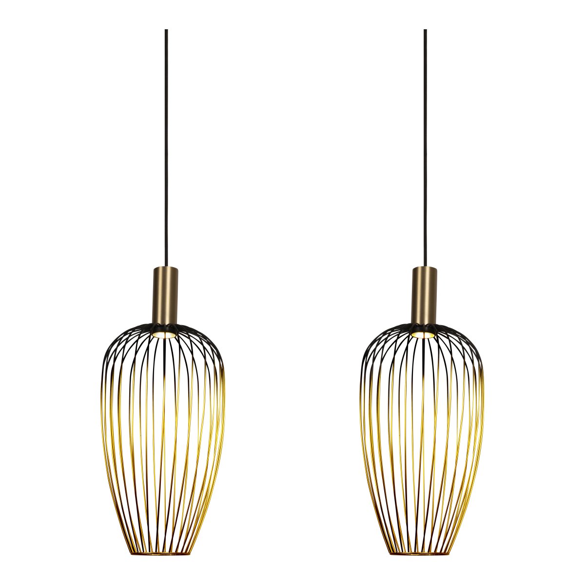 Aurelie 115cm Oro Lámpas de techo De Lucide - Las bombillas se ubican en los focos de la parte superior de las pantallas y dirigen la luz hacia abajo.