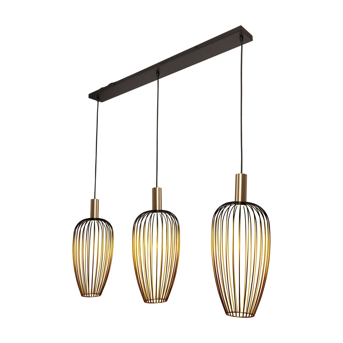 Aurelie 115cm Oro Lámpas de techo De Lucide - Las bombillas se ubican en los focos de la parte superior de las pantallas y dirigen la luz hacia abajo.