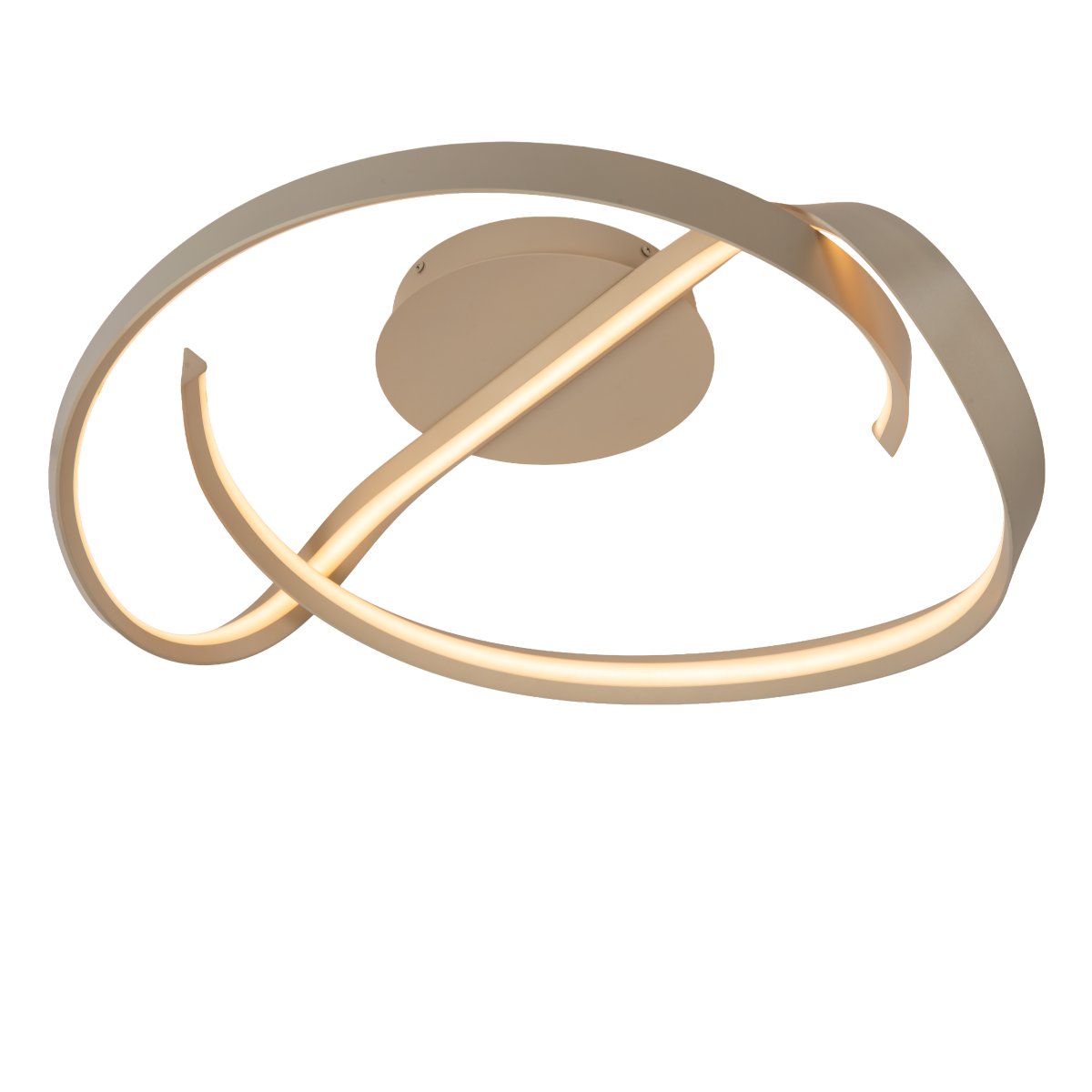 Menuet Ø60 Beige plafón De Lucide - La l&aacute;mpara Menuet es una l&aacute;mpara de techo moderna hecha de metal beige con un dise&ntilde;o suave y escultural que se convierte en un elegante punto focal en el techo.