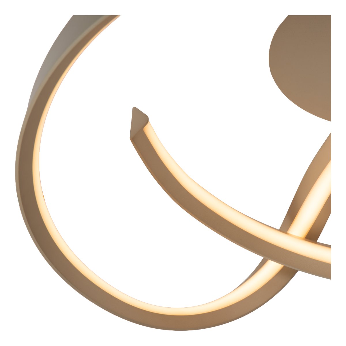 Menuet Ø60 Beige plafón De Lucide - La l&aacute;mpara Menuet es una l&aacute;mpara de techo moderna hecha de metal beige con un dise&ntilde;o suave y escultural que se convierte en un elegante punto focal en el techo.