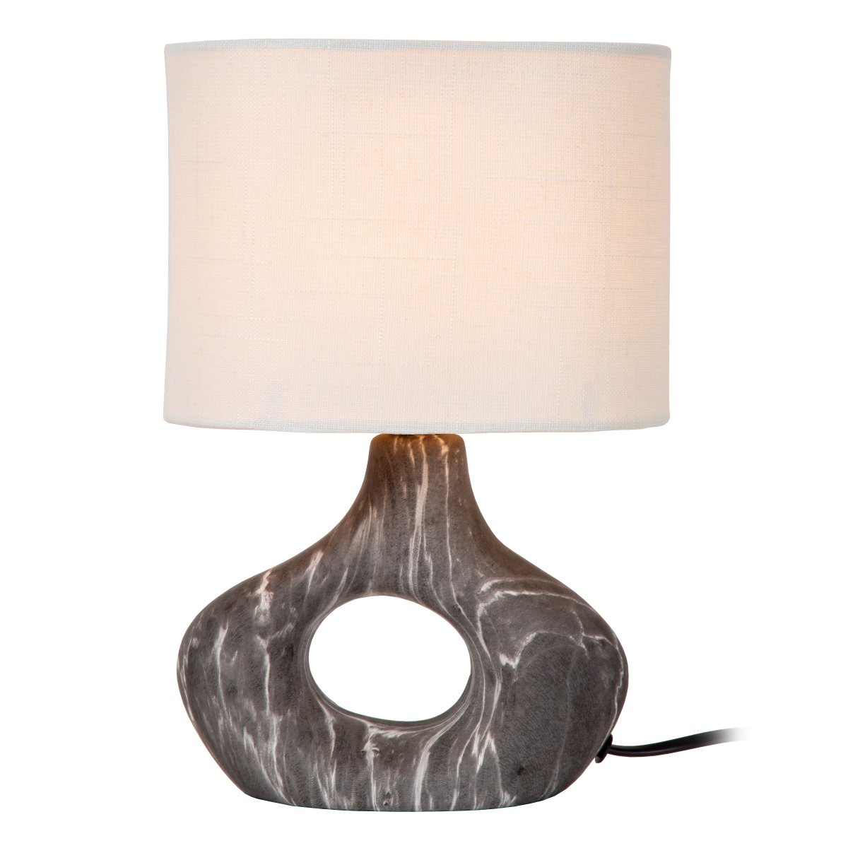 Tomeo 30cm Negro lámpara de mesa De Lucide - La base de cerámica, con un hermoso patrón de mármol blanco y negro, le confiere a cada lámpara un carácter vibrante.