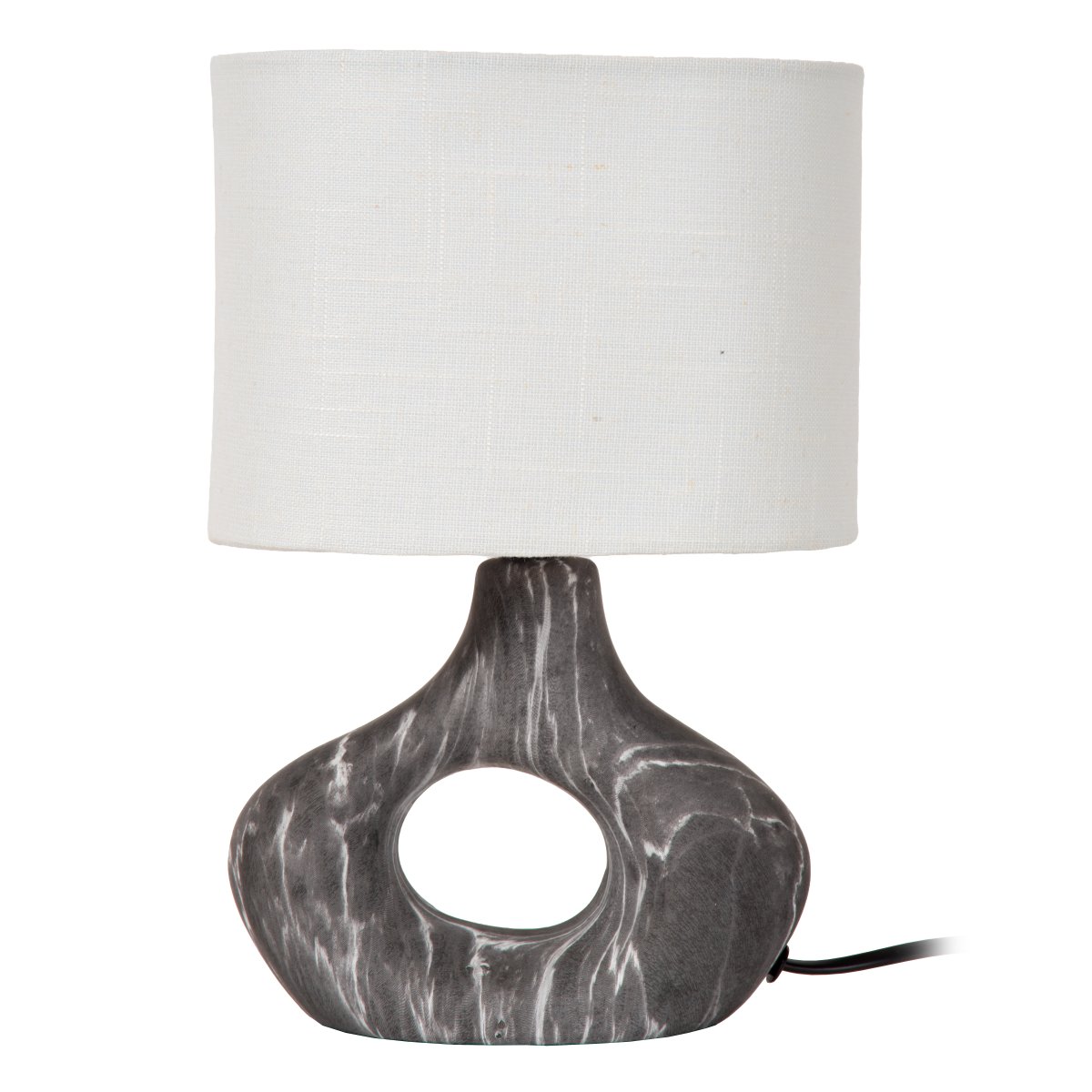 Tomeo 30cm Negro lámpara de mesa De Lucide - La base de cerámica, con un hermoso patrón de mármol blanco y negro, le confiere a cada lámpara un carácter vibrante.