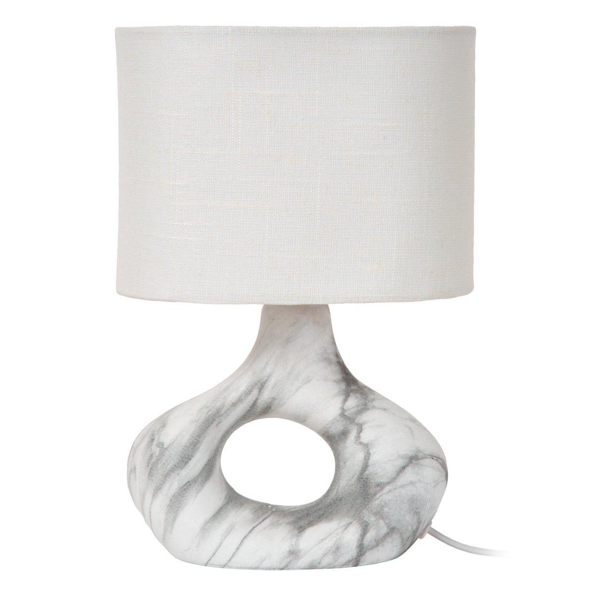 Tomeo 30cm Blanco lámpara de mesa De Lucide - La base de cerámica, con un hermoso patrón de mármol en tonos grises y blancos, le confiere a cada lámpara un carácter vibrante.