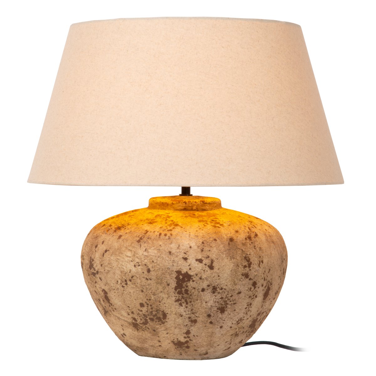 Davina 58cm Marrón lámpara de mesa De Lucide - Su base de cer&aacute;mica de generosas dimensiones, con una hermosa superficie texturizada en tono marr&oacute;n, le confiere un car&aacute;cter &uacute;nico.