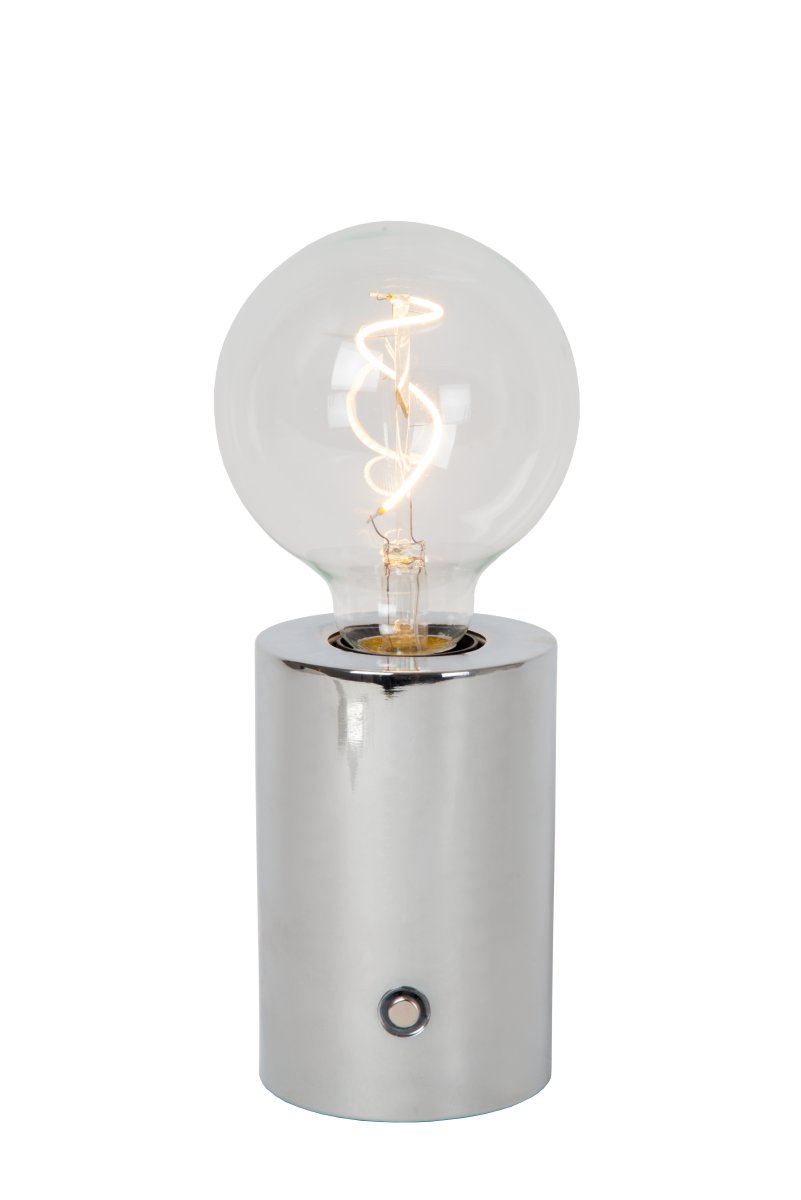 Vivo 23cm Cromo portátil De Lucide - Incorpora una bater&iacute;a recargable y proporciona hasta 6 horas de luz con una carga completa.