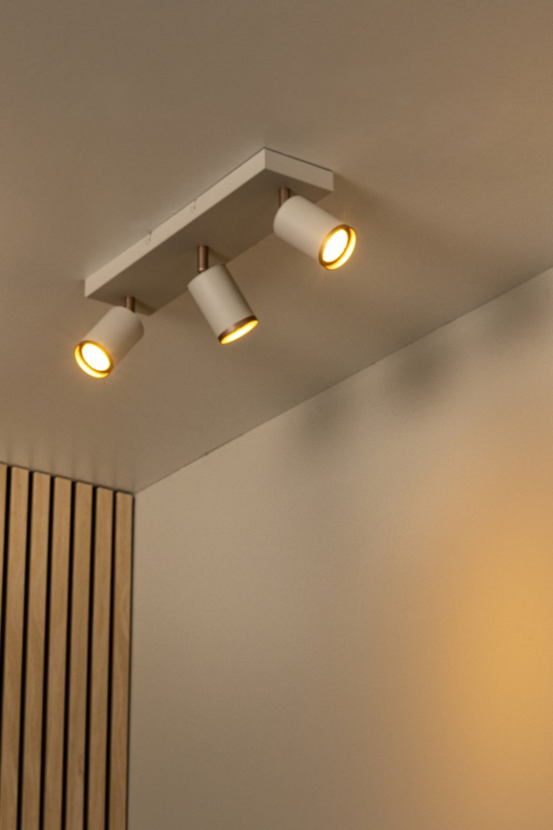 Regina 3 Gris pardo foco de techo De Lucide - Ideal para pasillos, cocinas o dormitorios donde se busca combinar una iluminaci&oacute;n pr&aacute;ctica con un toque decorativo.