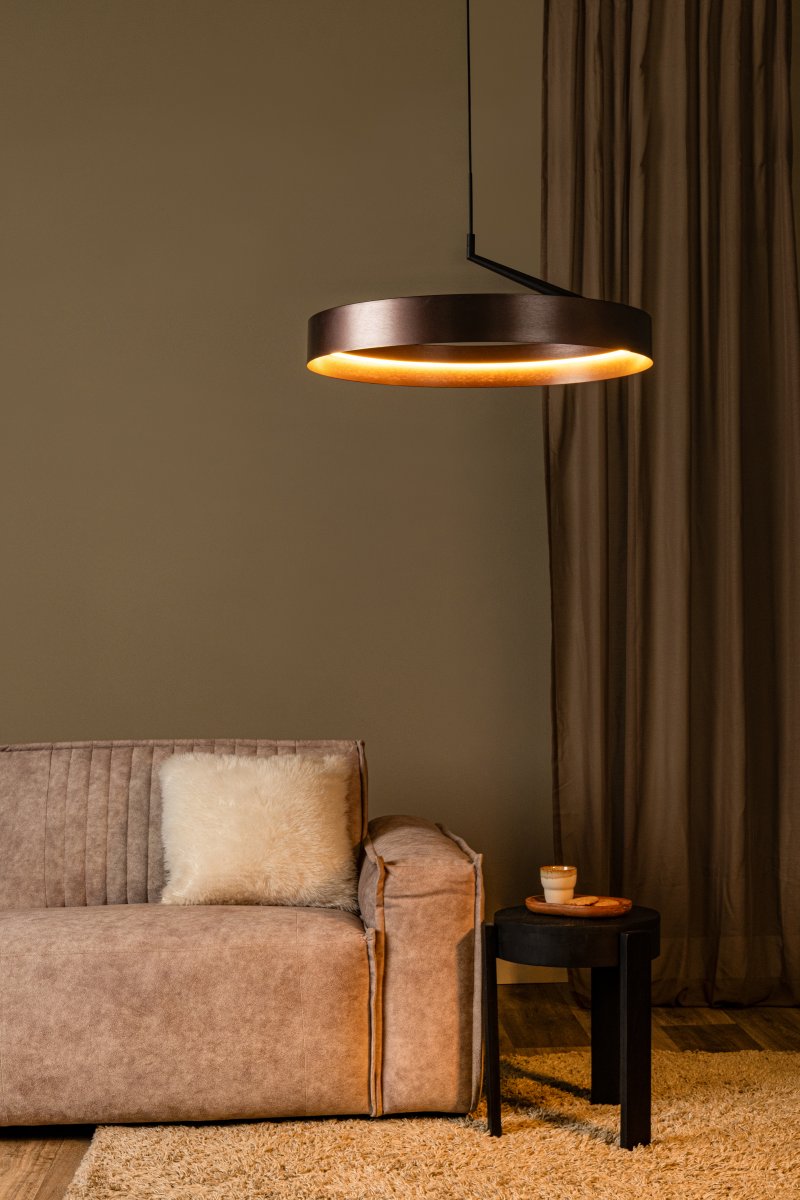 Leonard Ø55 Marrón Lámpas de techo De Lucide - La luz es regulable en tres niveles mediante un interruptor de pared est&aacute;ndar, lo que permite ajustar f&aacute;cilmente el brillo seg&uacute;n la situaci&oacute;n.