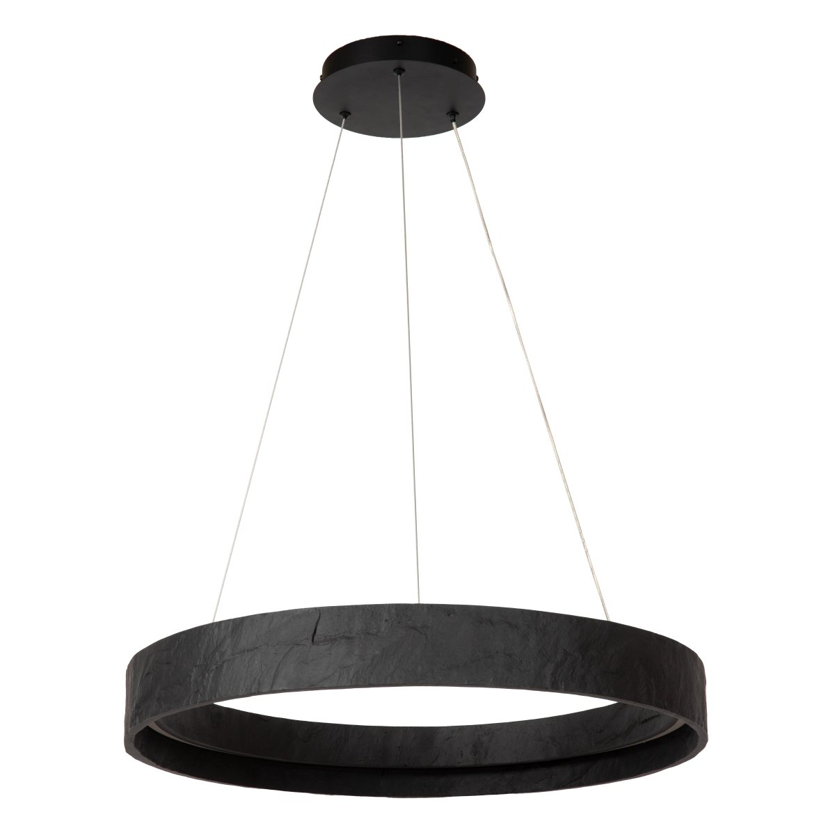 Adelante Ø60 Negro Lámpas de techo De Lucide - Su pantalla redonda cautiva con su vibrante textura irregular, que le confiere un aspecto exclusivo y crea la ilusi&oacute;n de piedra natural.