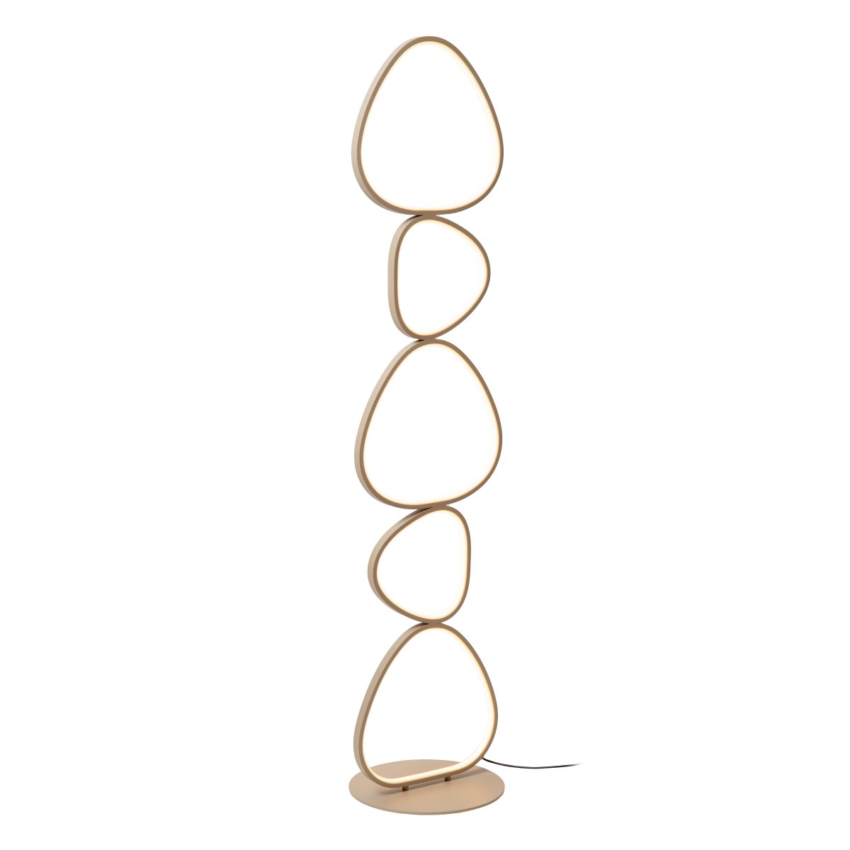 Samling Beige lámpara de pie De Lucide - Un pr&aacute;ctico interruptor de pie con regulador de intensidad integrado se encuentra en el cable, permitiendo ajustar de forma continua el brillo y la temperatura de color, desde blanco c&aacute;lido hasta blanco fr&iacute;o.