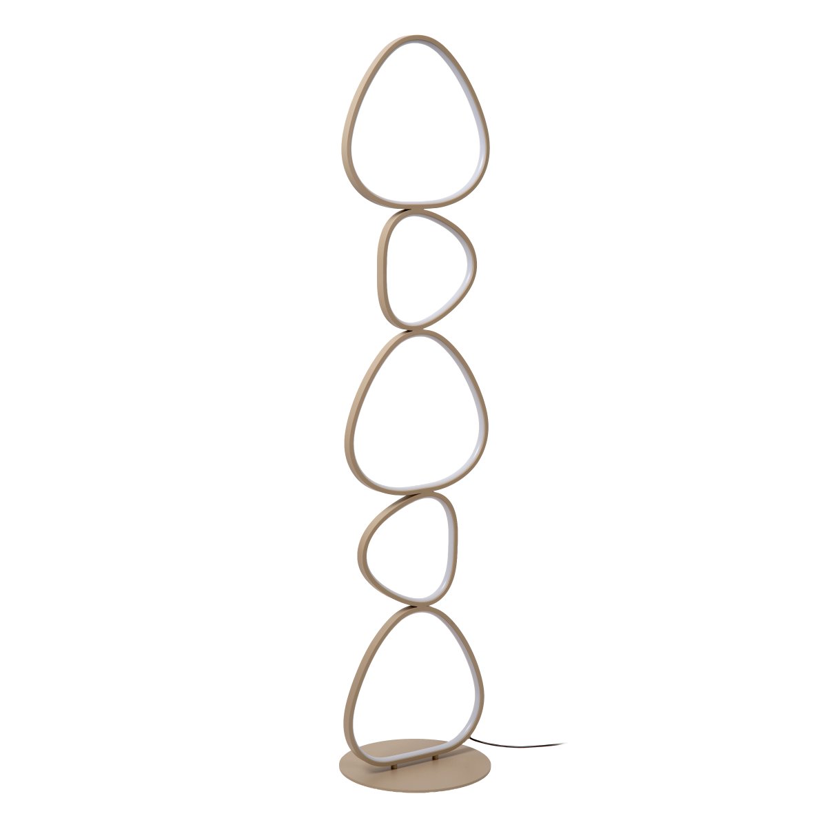 Samling Beige lámpara de pie De Lucide - Un pr&aacute;ctico interruptor de pie con regulador de intensidad integrado se encuentra en el cable, permitiendo ajustar de forma continua el brillo y la temperatura de color, desde blanco c&aacute;lido hasta blanco fr&iacute;o.