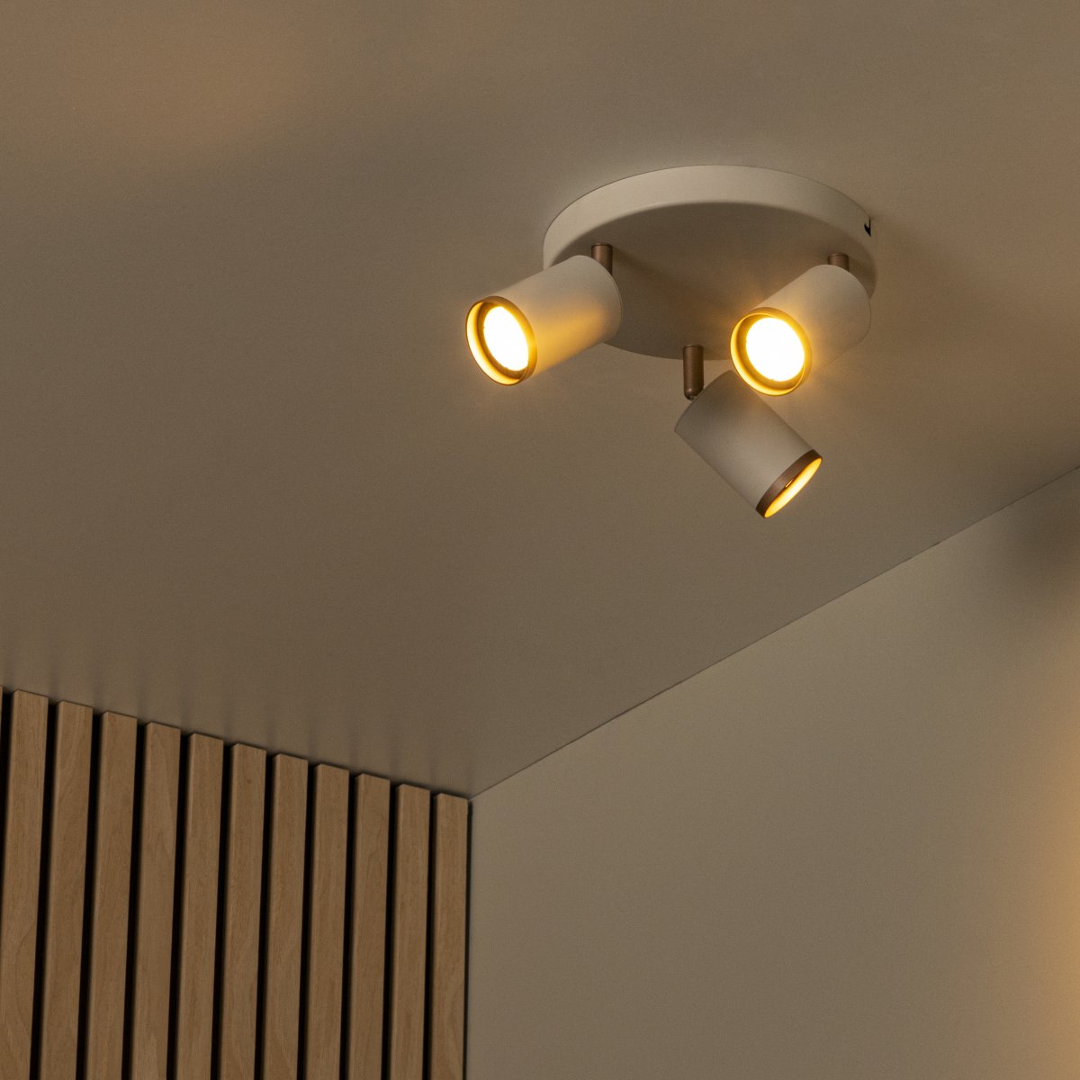 Regina 3 Gris pardo foco de techo De Lucide - Ideal para pasillos, cocinas o dormitorios donde se busca combinar una iluminaci&oacute;n pr&aacute;ctica con un toque decorativo.