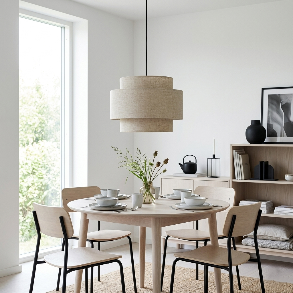 Hilma Ø55 Beige Lámpas de techo De Cottex - La tela beige crea un ambiente c&aacute;lido y acogedor, haciendo de Hilma una l&aacute;mpara vers&aacute;til y f&aacute;cil de combinar con otros muebles.