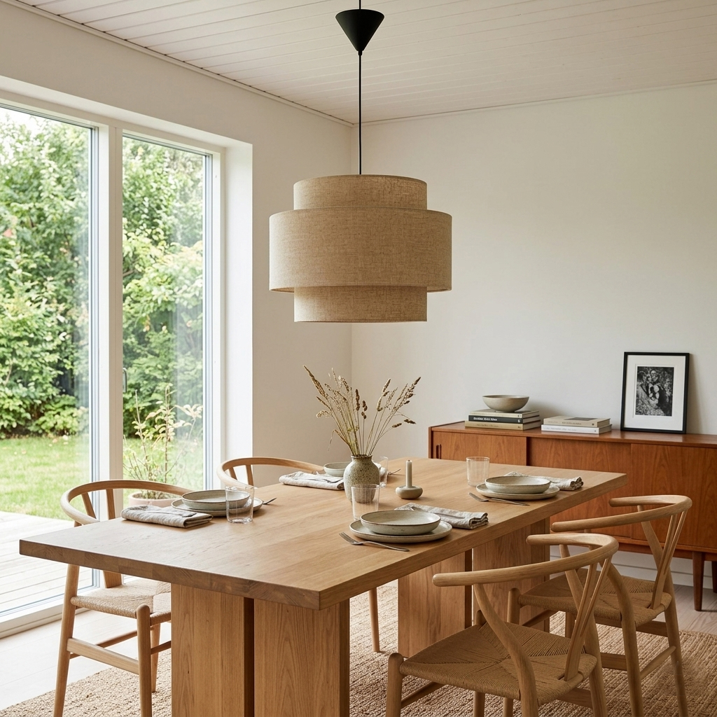 Hilma Ø55 Beige Lámpas de techo De Cottex - La tela beige crea un ambiente c&aacute;lido y acogedor, haciendo de Hilma una l&aacute;mpara vers&aacute;til y f&aacute;cil de combinar con otros muebles.
