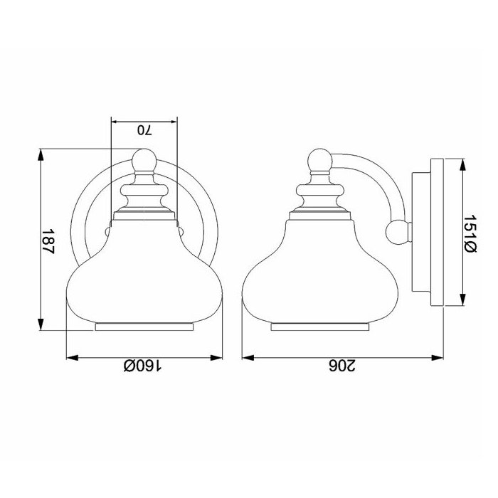 Ainsley Ø16 Latón cepillado lámpara de baño De Elstead Lighting - Su pantalla abovedada de cristal opalino proporciona una luz suave y agradable, y combina a la perfecci&oacute;n con el elegante acabado de lat&oacute;n cepillado.