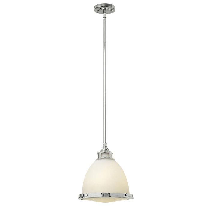 Amelia Ø32 Cromo Lámpas de techo De Elstead Lighting - Amelia har en klassisk pendeldesign som f&ouml;rnyar vintage-detaljer med ett gjutet glasf&auml;ste, en gjuten metallram samt framtr&auml;dande g&aring;ngj&auml;rn och sp&auml;nnen.