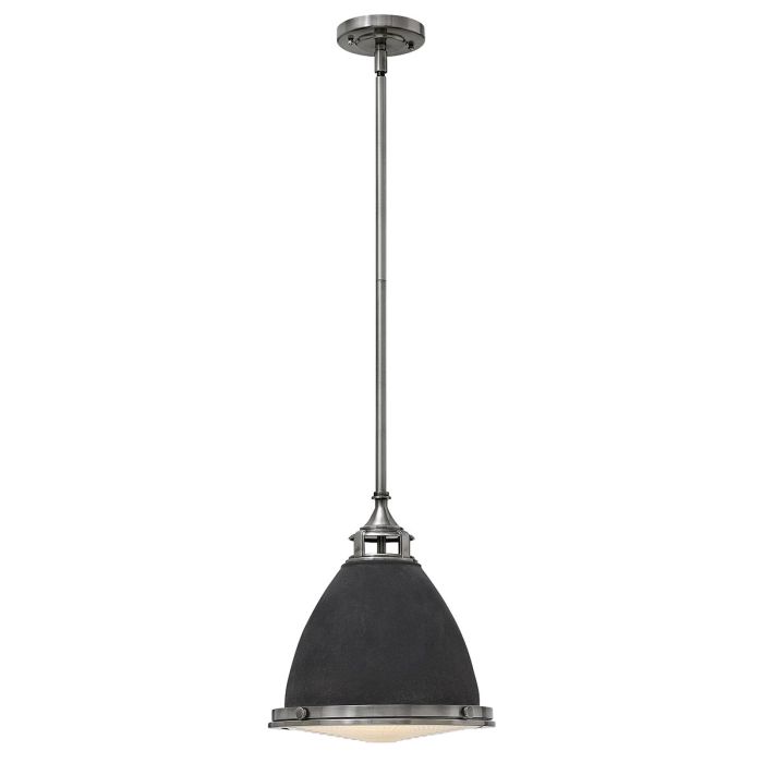 Amelia Ø32 Zinc antiguo Lámpas de techo De Elstead Lighting - Kupolen har en etsad prismatisk bottenlins, och denna helmetalliska versionen i antik-zink har en autentisk vintagelook.