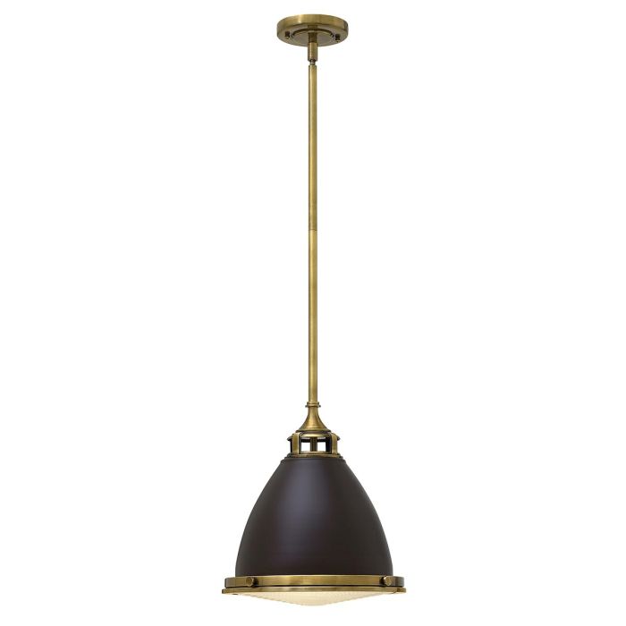 Amelia Ø32 Bronce/latón Lámpas de techo De Elstead Lighting - Kupolen har en etsad prismatisk bottenlins, och denna helmetalliska versionen i brons och m&auml;ssingdetaljer har en autentisk vintagelook.