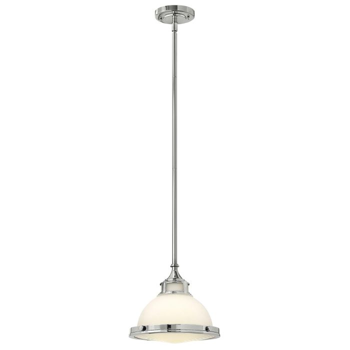 Amelia Ø30 Cromo Lámpas de techo De Elstead Lighting - Amelia har en klassisk pendeldesign som f&ouml;rnyar vintage-detaljer med ett gjutet glasf&auml;ste, en gjuten metallram samt framtr&auml;dande g&aring;ngj&auml;rn och sp&auml;nnen.