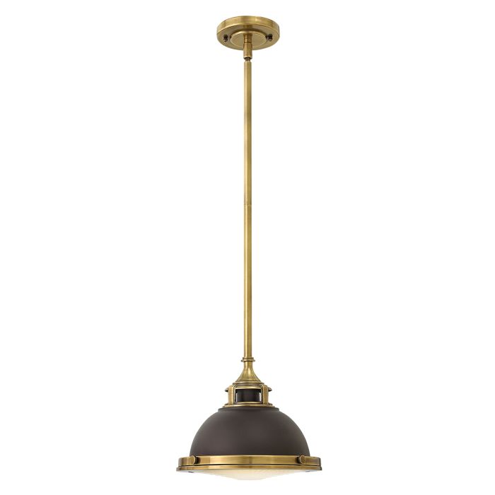 Amelia Ø30 Bronce/latón Lámpas de techo De Elstead Lighting - Kupolen har en etsad prismatisk bottenlins, och denna helmetalliska versionen i brons och m&auml;ssingdetaljer har en autentisk vintagelook.