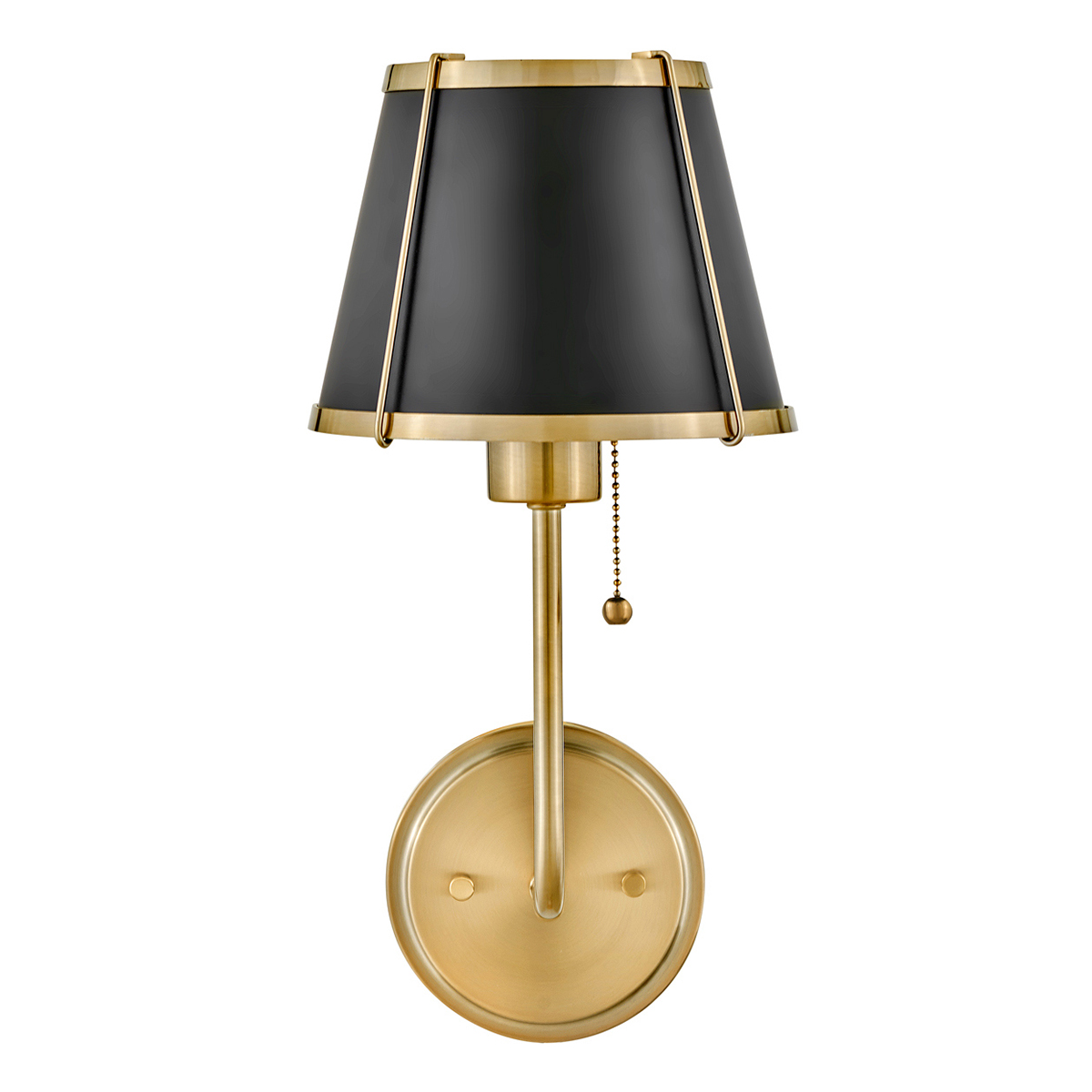 Clarke 40cm Latón/negro lámpara de pared De Elstead Lighting - La elegante lámpara de pared Clarke está fabricada en acero y presenta un hermoso acabado en latón cálido y una elegante pantalla negra.
