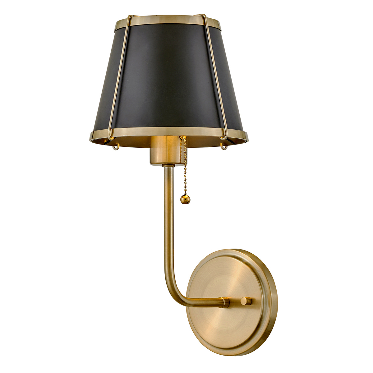 Clarke 40cm Latón/negro lámpara de pared De Elstead Lighting - La elegante lámpara de pared Clarke está fabricada en acero y presenta un hermoso acabado en latón cálido y una elegante pantalla negra.