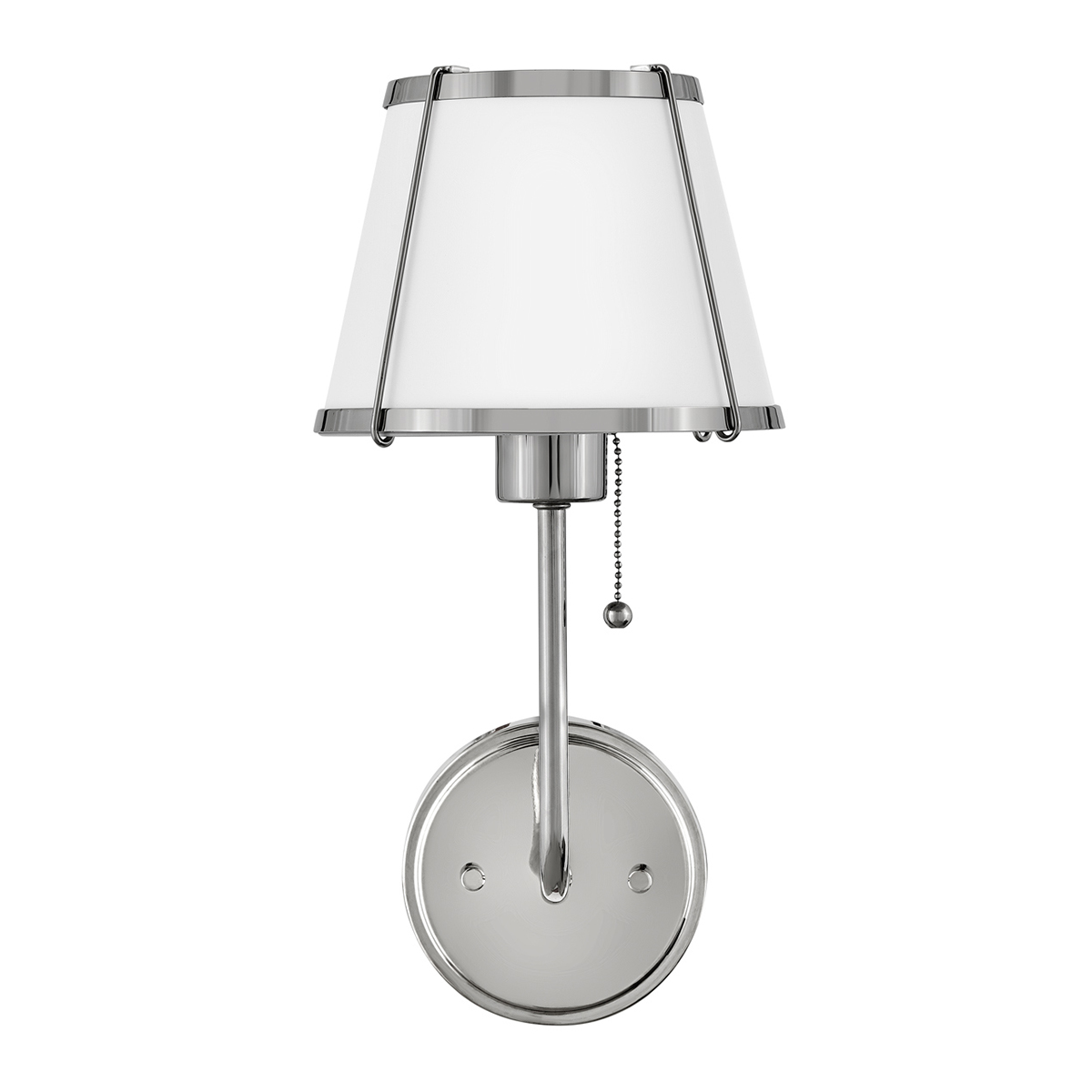 Clarke 40cm Níquel/blanco lámpara de pared De Elstead Lighting - La elegante lámpara de pared Clarke está fabricada en acero y presenta un hermoso acabado en níquel pulido y una elegante pantalla blanca.