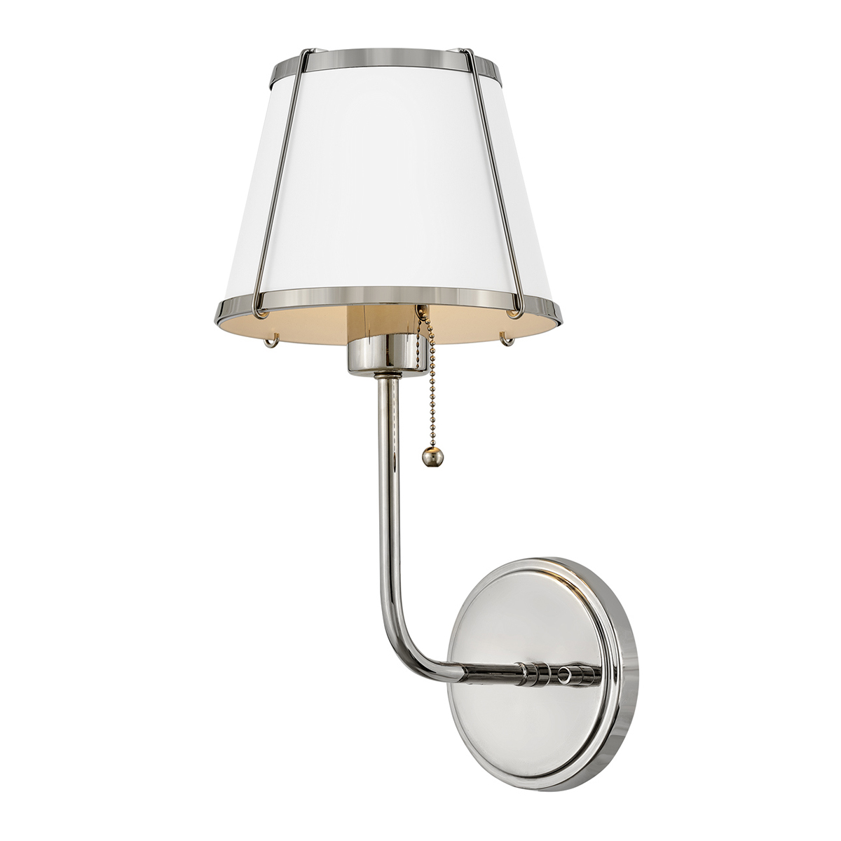 Clarke 40cm Níquel/blanco lámpara de pared De Elstead Lighting - La elegante lámpara de pared Clarke está fabricada en acero y presenta un hermoso acabado en níquel pulido y una elegante pantalla blanca.