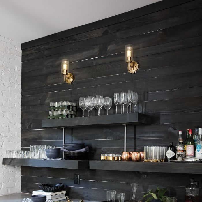 Collier 26cm Latón antiguo lámpara de pared De Elstead Lighting - Gjutna knappar, g&aring;ngj&auml;rn och st&auml;nger i en finish av klassisk m&auml;ssing ger en sofistikerad elegans som &auml;r b&aring;de modern och tidl&ouml;s.