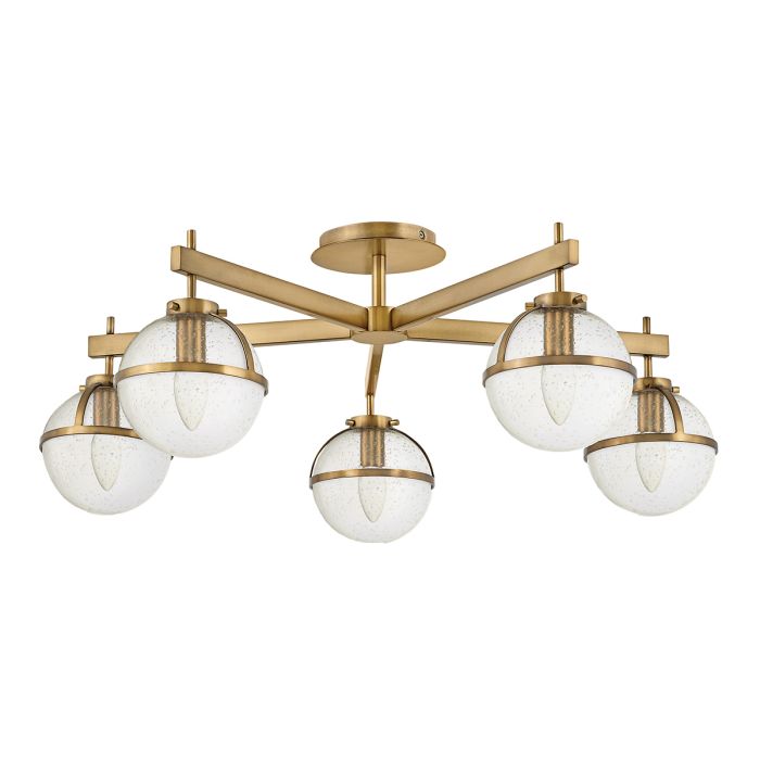 Hollis Ø80 Latón antiguo/transparente lámpara de baño De Elstead Lighting - Hollis es una lámpara de techo decorativa para baño con un distintivo encanto vintage, inspirada en mediados del siglo XX.