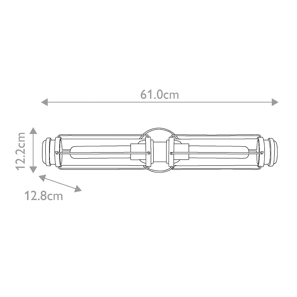 Masthead 60cm Latón lámpara de baño De Elstead Lighting - Está equipado con dos cilindros de vidrio transparente que rodean las fuentes de luz y garantizan una distribución uniforme y agradable de la luz.