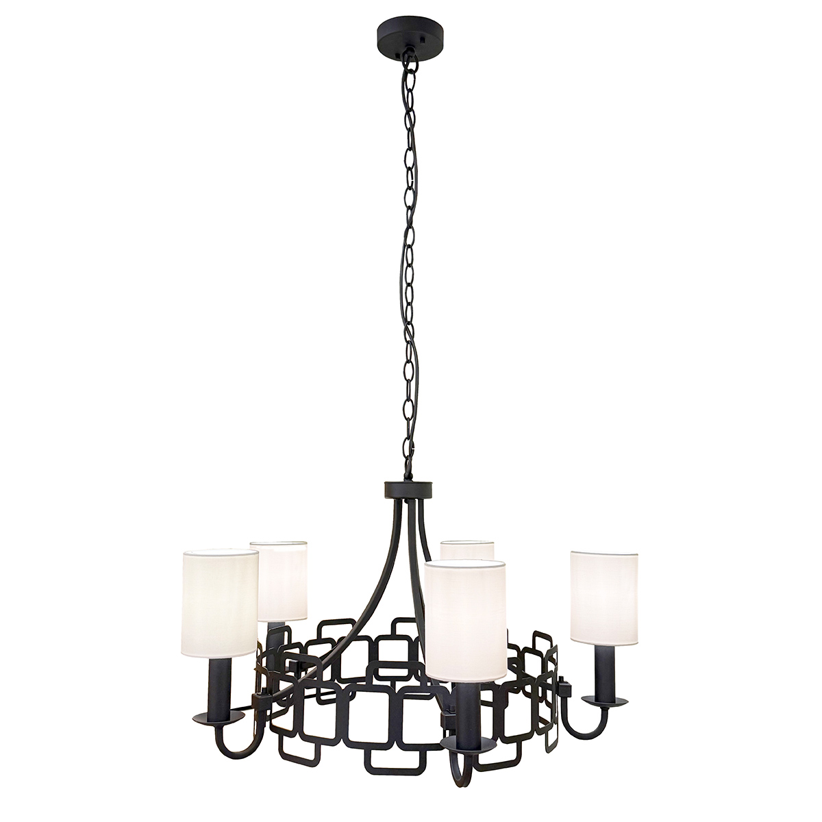 Sabina Ø72 Negro Lámpas de techo De Elstead Lighting - La cadena negra realza el estilo de la l&aacute;mpara, convirtiendo a Sabina en un hermoso elemento decorativo sobre una mesa de comedor o en una sala de estar.