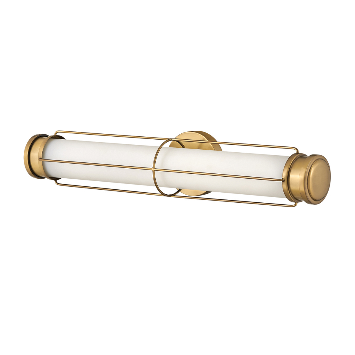 Saylor 60cm Latón lámpara de baño De Elstead Lighting - Fabricada en metal con un c&aacute;lido acabado en lat&oacute;n, cuenta con una pantalla alargada de cristal opalino que crea una luz uniforme y suave.