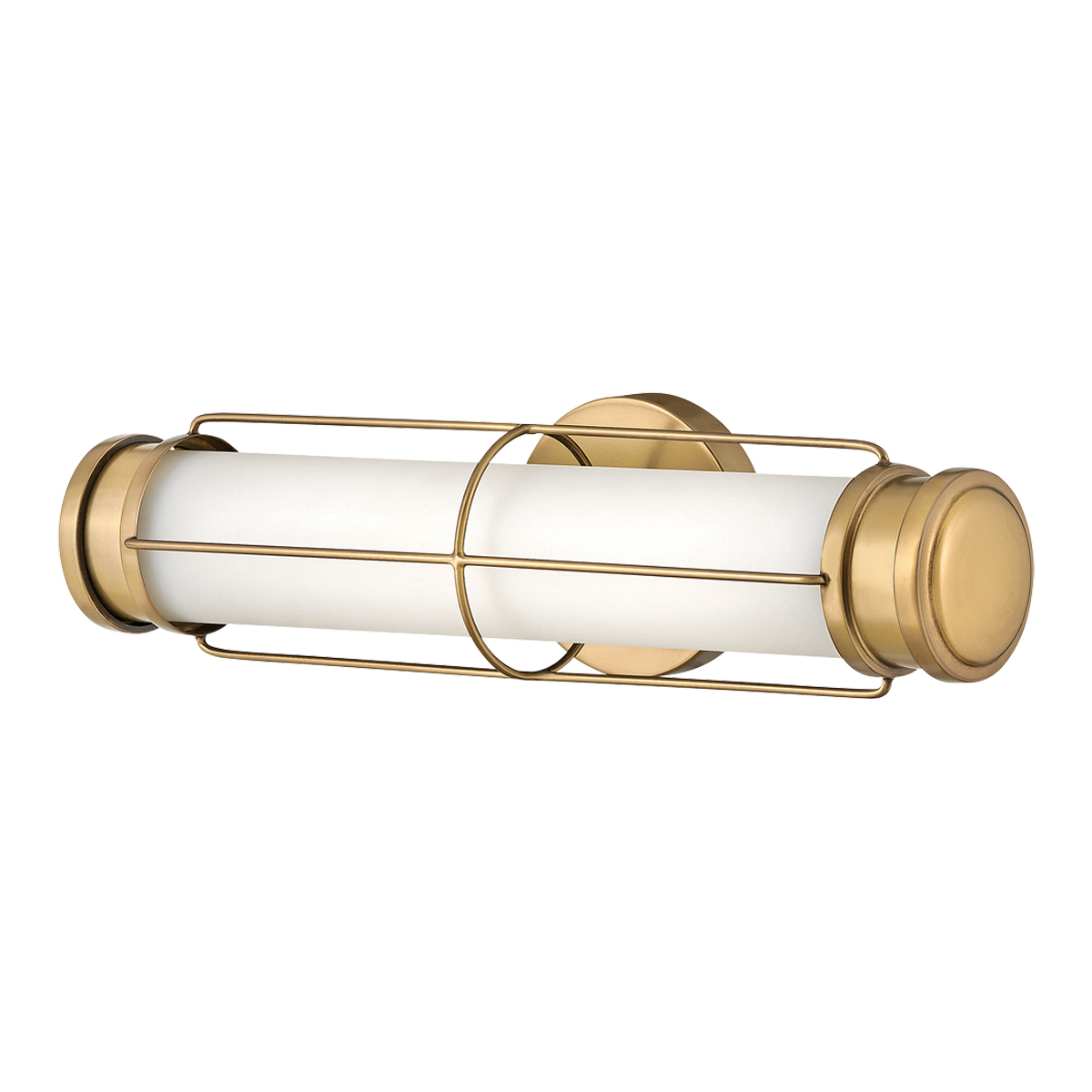 Saylor 43cm Latón lámpara de baño De Elstead Lighting - Fabricada en metal con un c&aacute;lido acabado en lat&oacute;n, cuenta con una pantalla alargada de cristal opalino que crea una luz uniforme y suave.