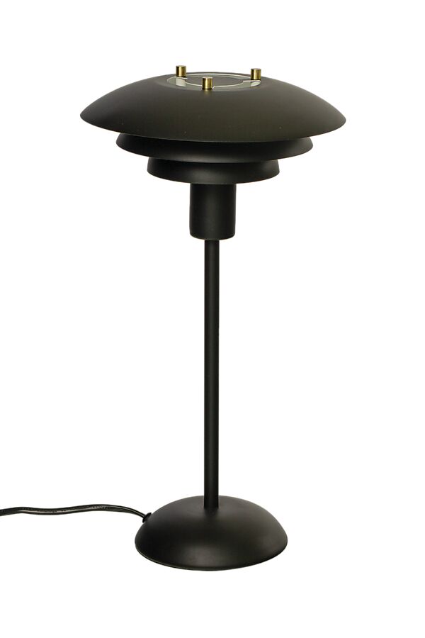 Epsilon 37cm Negro lámpara de mesa De Aneta Lighting - La pequeña pantalla lo hace adecuado para su uso en una ventana o en un estante, por ejemplo.