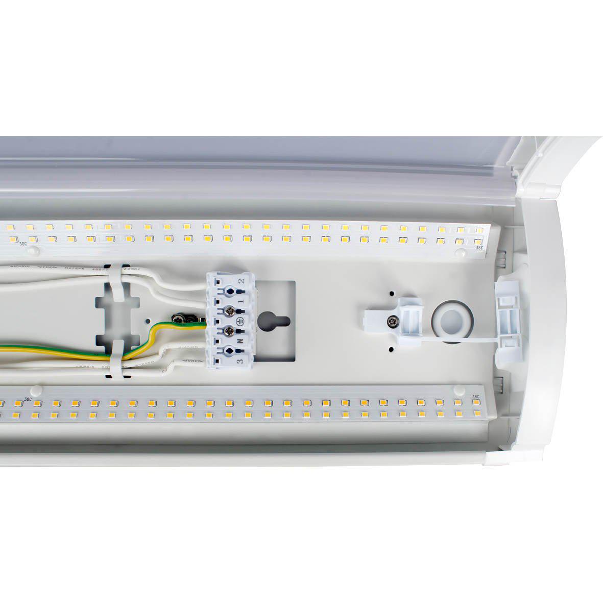 Liny Grab 3000/4000K 150cm Blanco De Designlight - Gracias al bloque de terminales de conexi&oacute;n r&aacute;pida y al cableado pasante, se reduce el tiempo de instalaci&oacute;n, lo que hace que la luminaria sea adecuada tanto para peque&ntilde;as intervenciones como para instalaciones de mayor envergadura.