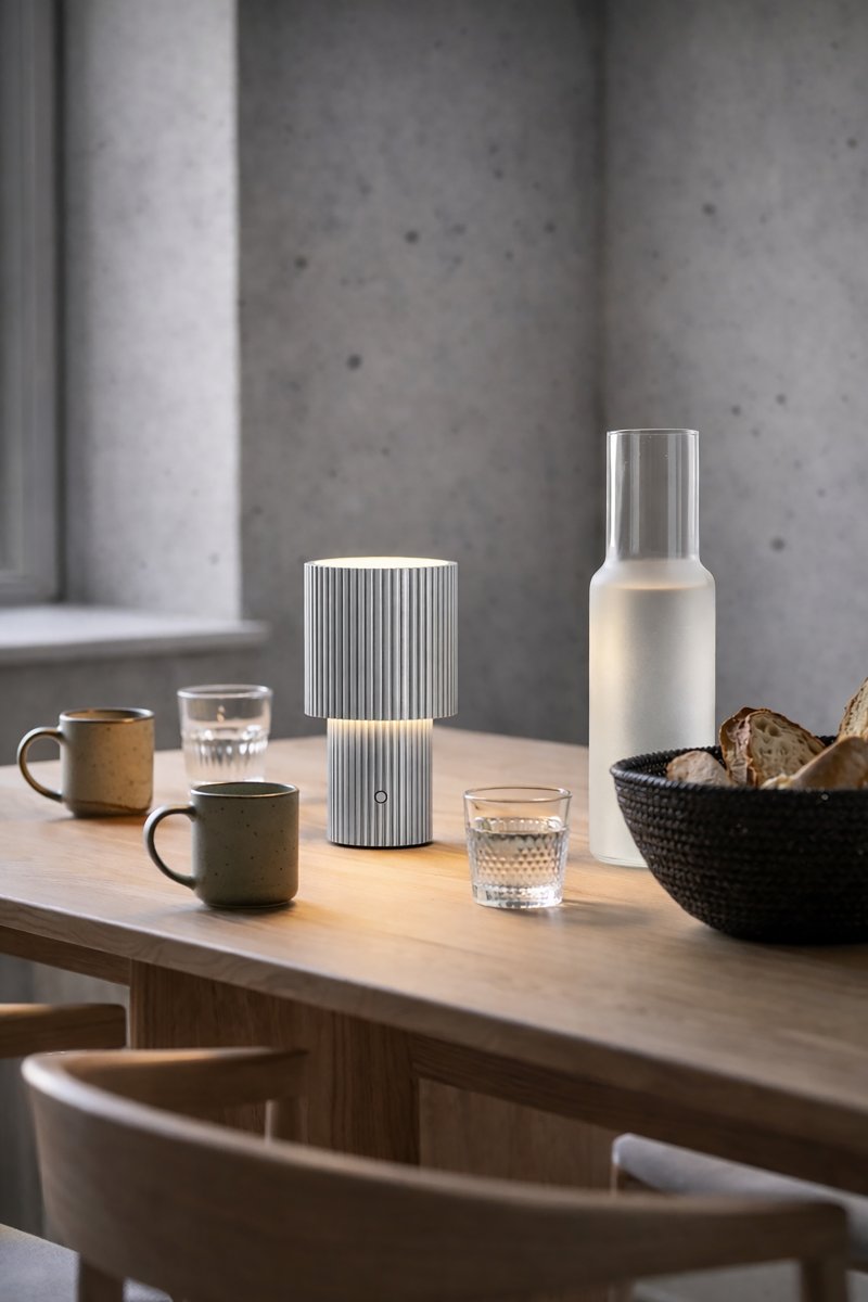 Iluma 22cm Plata portátil De Herstal - Ya sea disfrutando de mañanas tranquilas junto a la ventana o cenando en el balcón, siempre está al alcance y crea el ambiente perfecto.