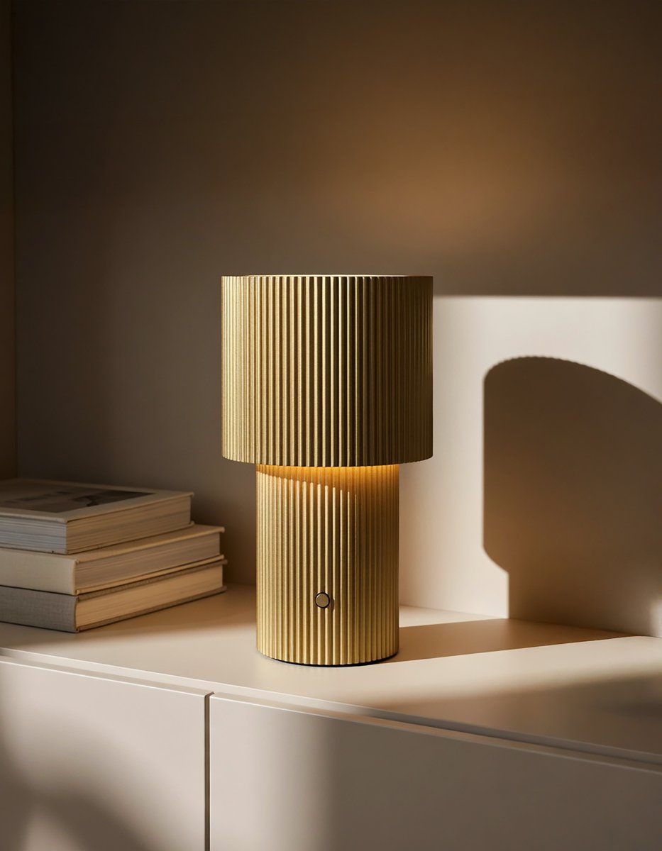 Iluma 22cm Oro portátil De Herstal - Ya sea disfrutando de ma&ntilde;anas tranquilas junto a la ventana o cenando en el balc&oacute;n, siempre est&aacute; al alcance y crea el ambiente perfecto.