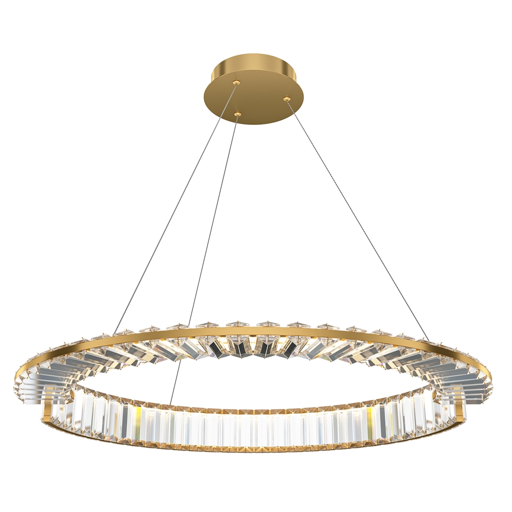 Krone Ø62 Latón Lámpas de techo De Maytoni - La l&aacute;mpara colgante Krone es una elegante l&aacute;mpara de techo fabricada en metal color lat&oacute;n con una decoraci&oacute;n de cristal transparente.