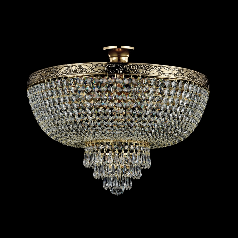 Palace Ø50 Oro antiguo cristal De Maytoni - Palace es una elegante l&aacute;mpara de techo de cristal realizada en metal con un noble acabado en oro antiguo.